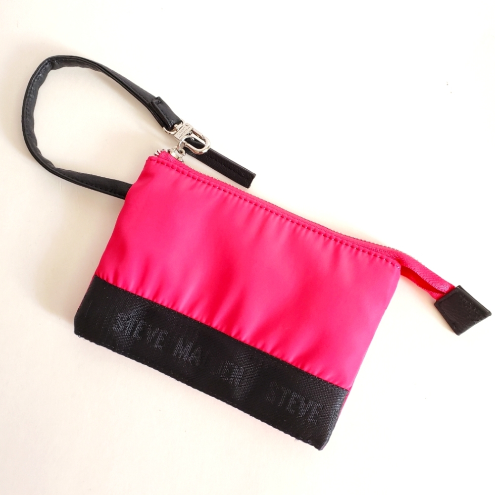 Steve Madden - Neon pink zipper clutch wristlet bag